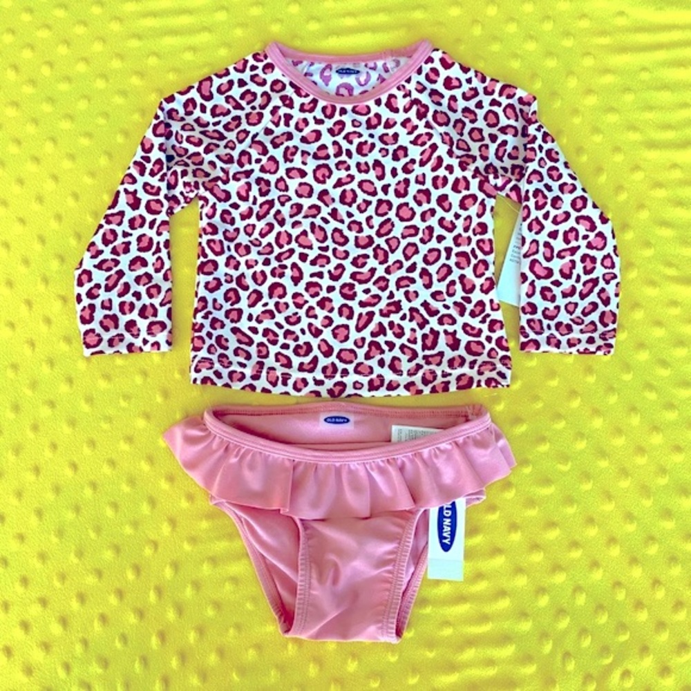 NWT Old Navy Baby Print Rash Guard Swim Set